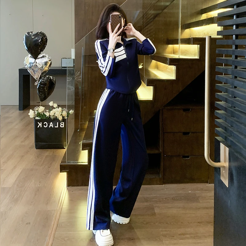 气质休闲运动套装女春季新款时尚高端欧货学院风卫衣阔腿裤两件套