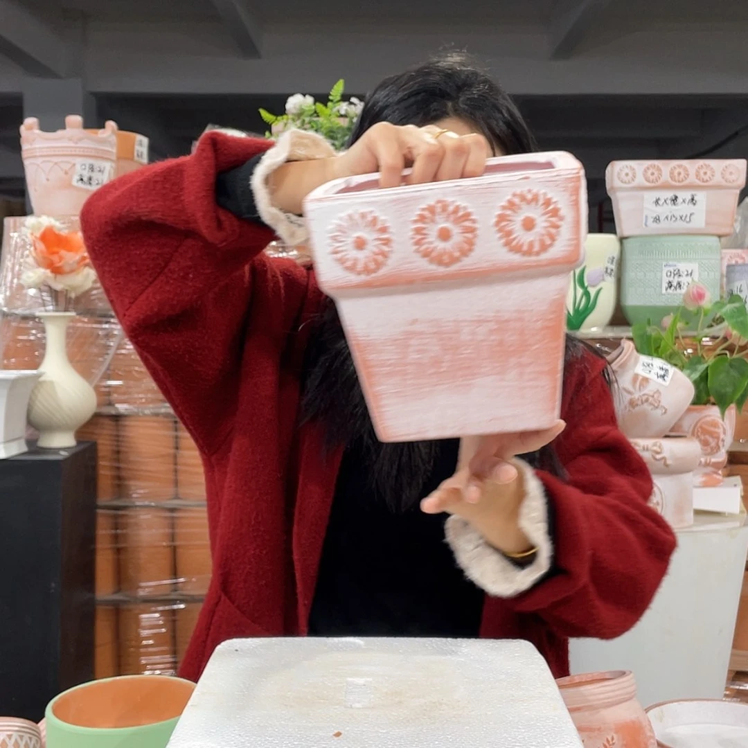 【闪购商品】红陶复古向日葵18.17四方