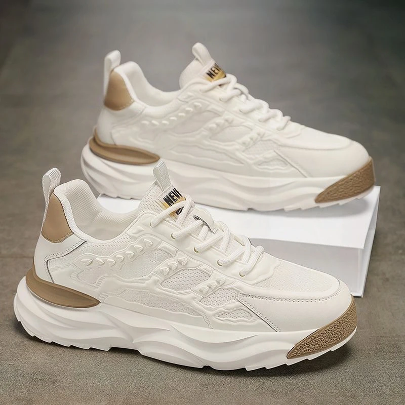 百搭黑色老爹鞋新款2025夏季白色增高轻奢男鞋透气男款休闲小白鞋