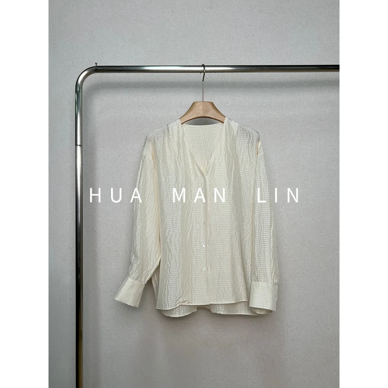 【花满林】V领正门襟泡泡冠乐绉桑蚕丝长袖上衣259116