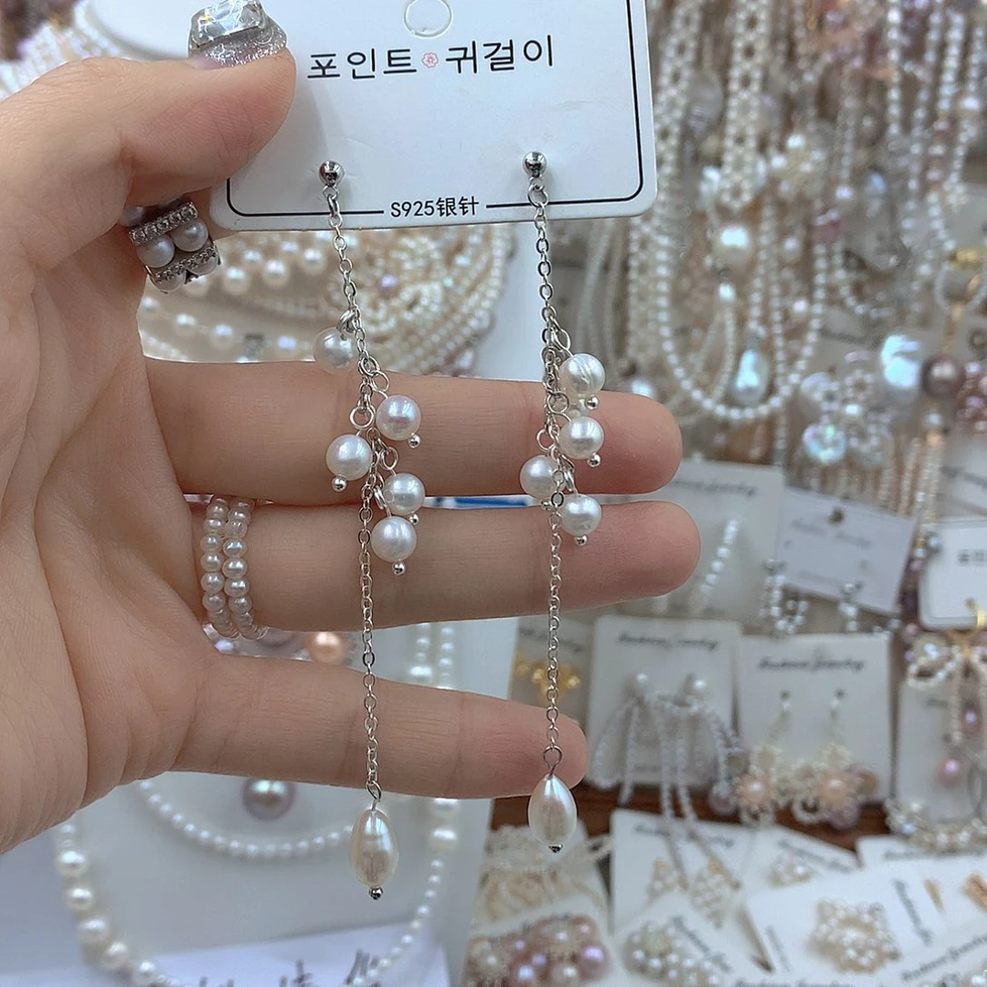 淡水珍珠耳饰银S925镶嵌