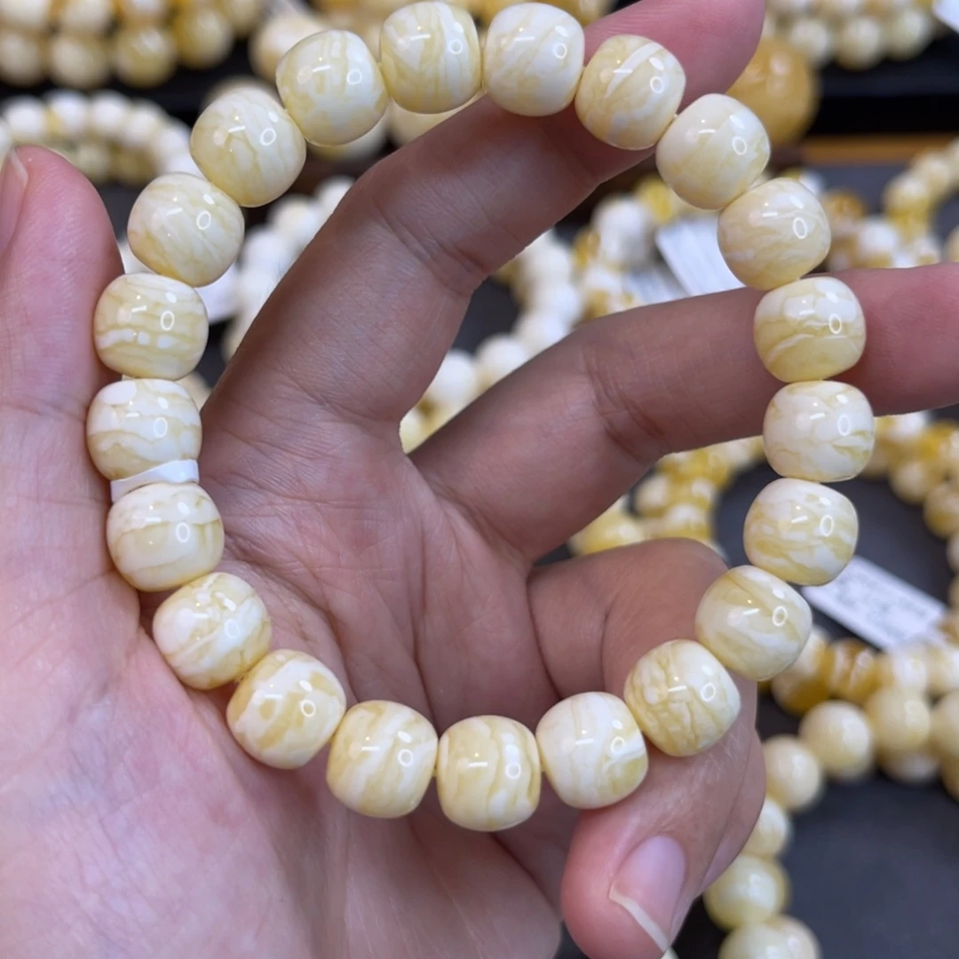 资***官蜜蜡未镶嵌手链同料10.5mm满蜡