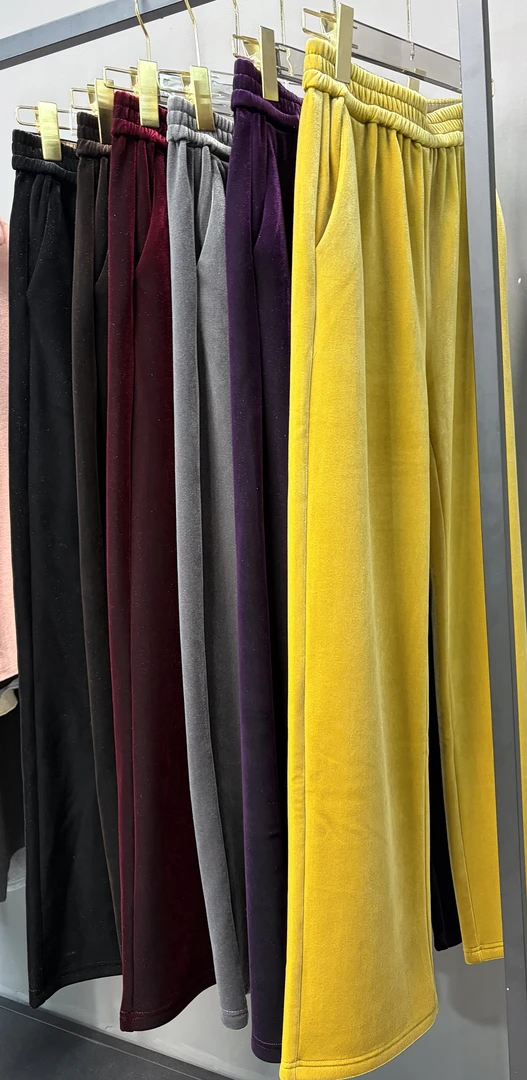 深圳南油档口清货秋冬桑蚕丝丝绒窄版直筒显瘦女裤