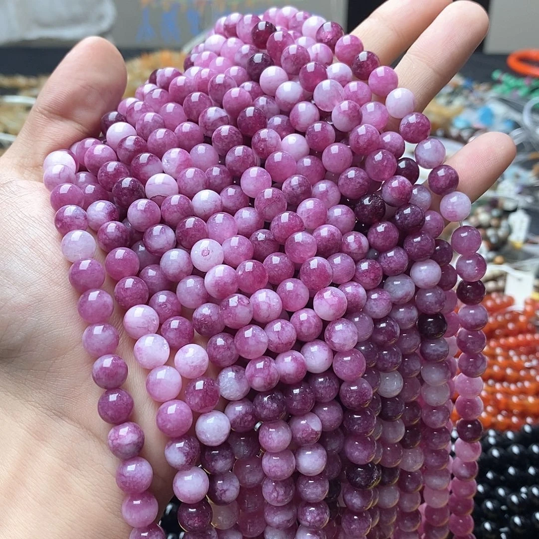 玛瑙/玉髓合金珠宝半成品一条处理瑕疵8mm冰透桃花玉髓