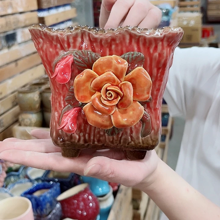 有孔.凑单10元陶瓷花盆发货！