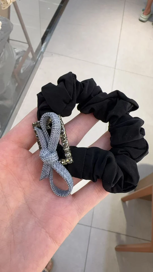 牛仔蝴蝶结黑色发圈