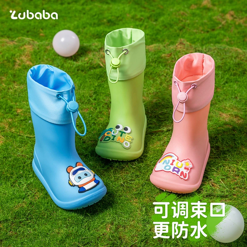 儿童雨鞋男童女童宝宝束口中筒雨靴防滑耐磨幼儿园轻便卡通防水鞋