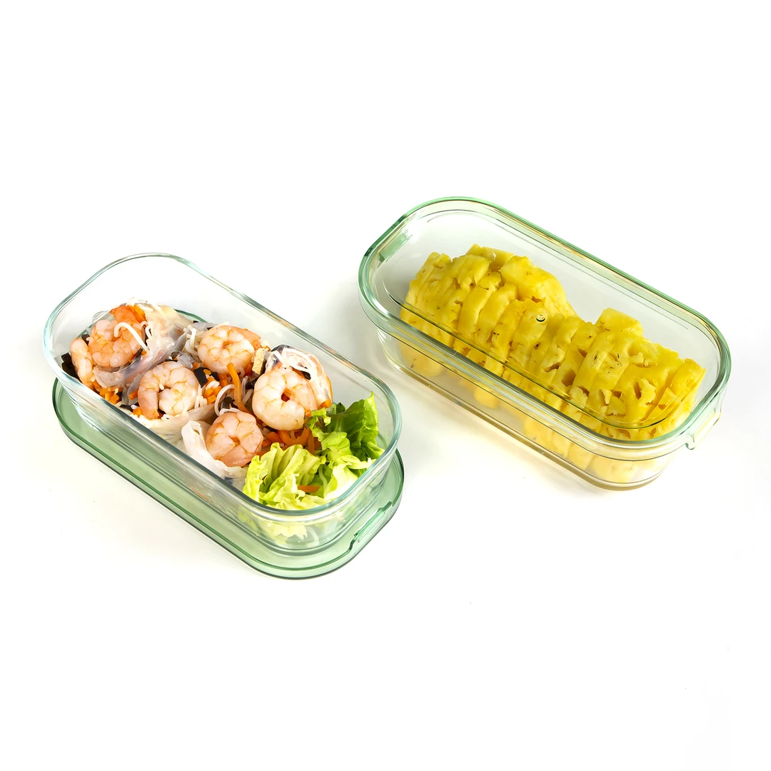 650ml简易盖无胶圈轻量化高颜值玻璃饭盒透明盖装水果家用便携