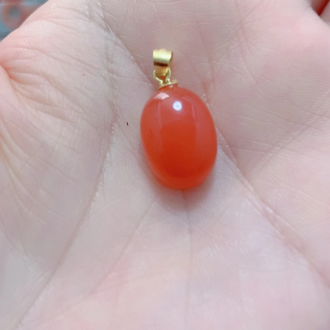 南红玛瑙银S925镶嵌吊坠(不含链)