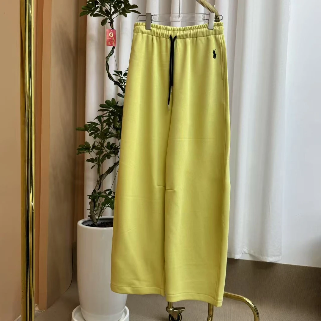 新款2025年春秋高腰系带松紧腰时尚慵懒运动休闲裤百搭显瘦阔腿裤