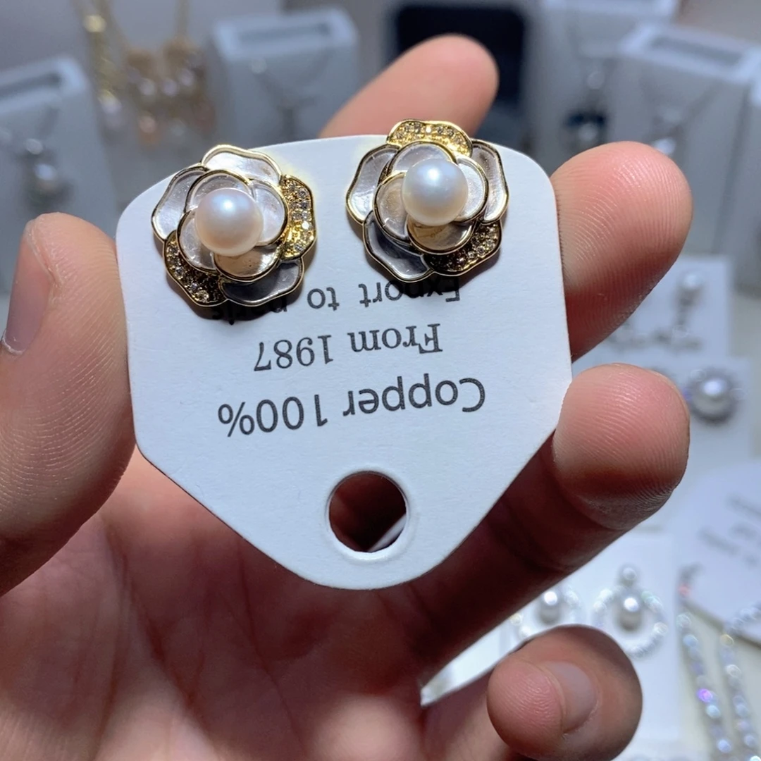 耳饰淡水珍珠银S925镶嵌