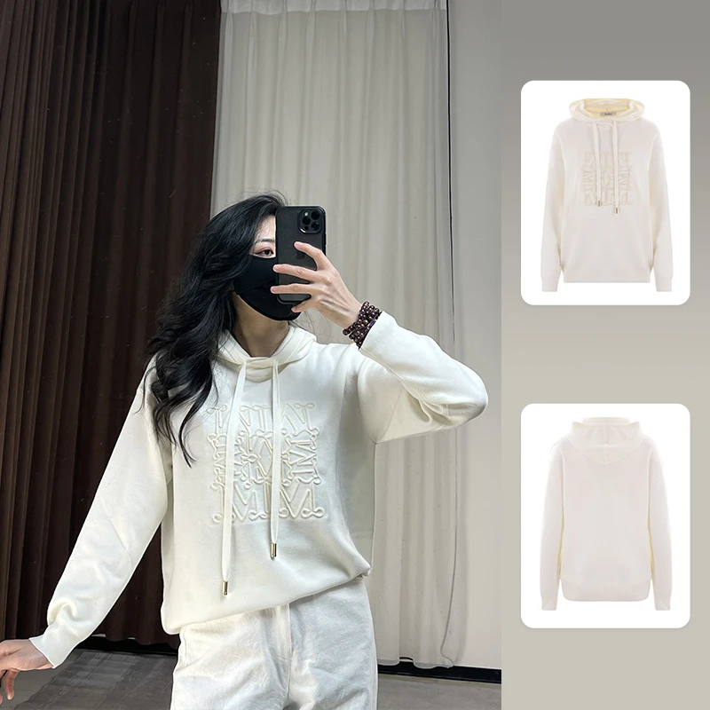 未使用 MaxMara  Pamir 25款秋冬万花筒植绒logo连帽针织卫衣