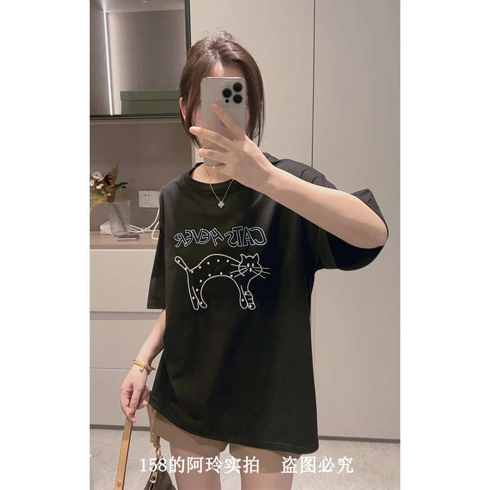 【阿玲实拍】  圆领T恤女2025夏季新款宽松套头短袖减龄百搭