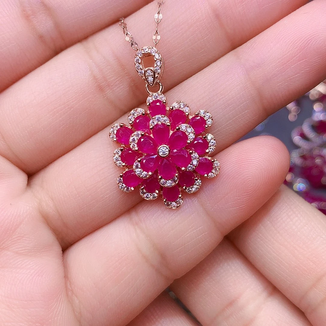 颈饰银S925镶嵌红宝石