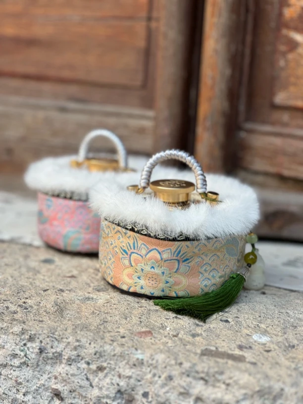 福禄昇卿｜新中式宋锦手工热宝国风暖炉暖手宝铜炉手炉铜汤婆子