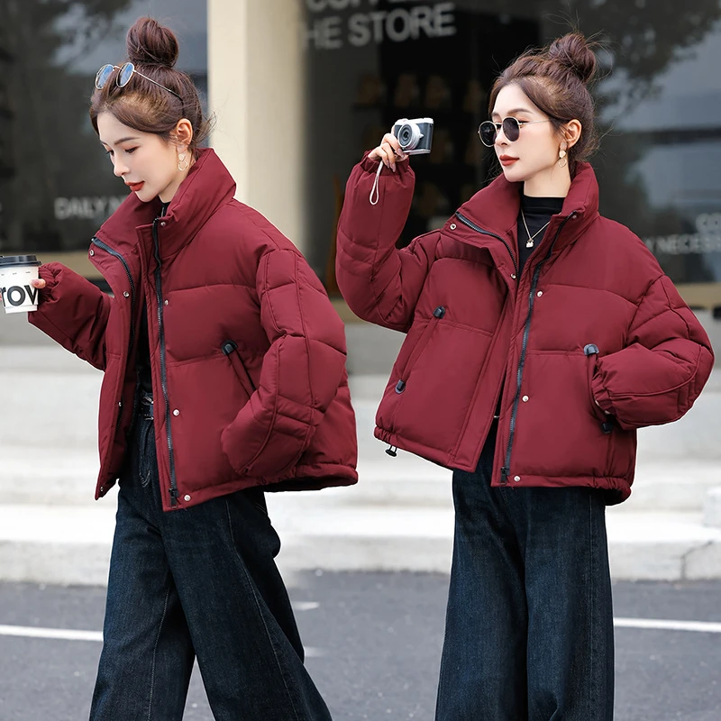 短款冬装新款韩版保暖时尚立领棉服棉袄加厚外套新款潮牌女装美式