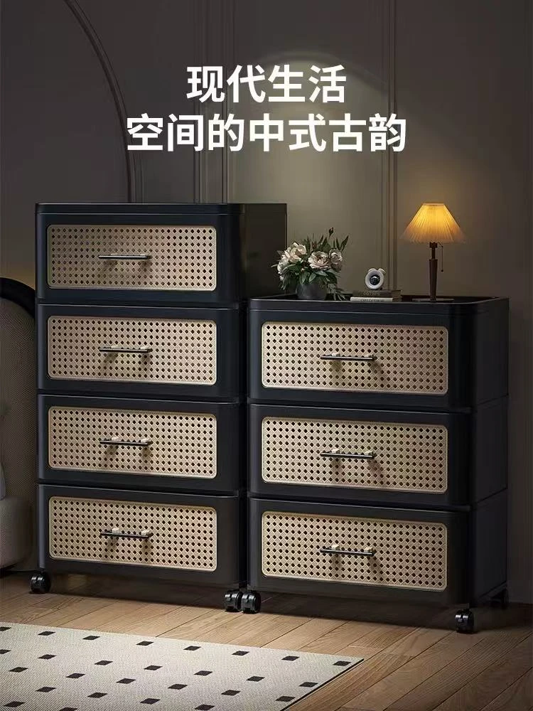 (五层)免安装多层中古风五斗家用客厅储物柜加厚置物架可移动