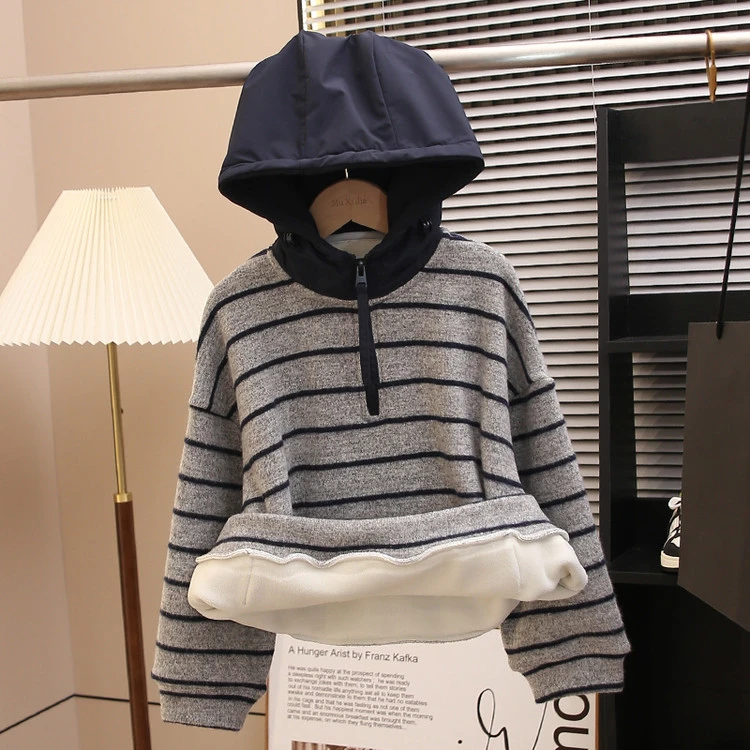 儿童装男童冬装加绒卫衣2025新款中大童秋冬款男孩加厚冬季上衣潮