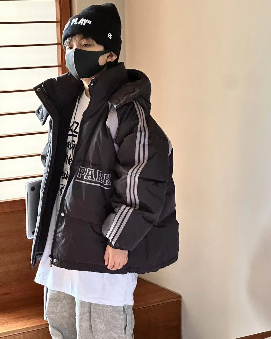 412254《黑》优选韩版儿童休闲百搭时尚连帽洋气羽绒服