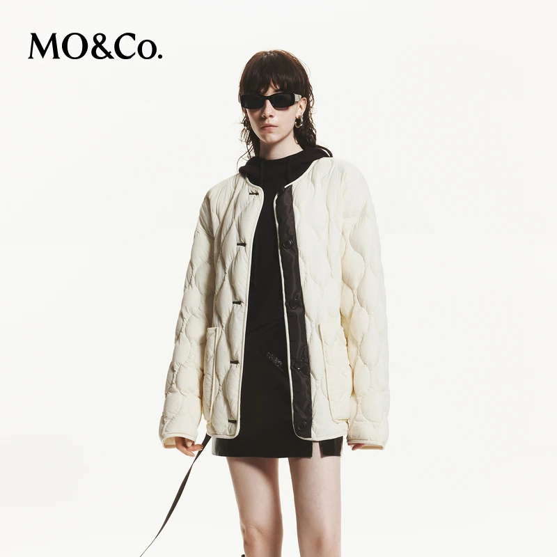 【陈大可专属】MOCO90%鸭绒羽绒服廓形飘带肌理感外套MBD3EIN003
