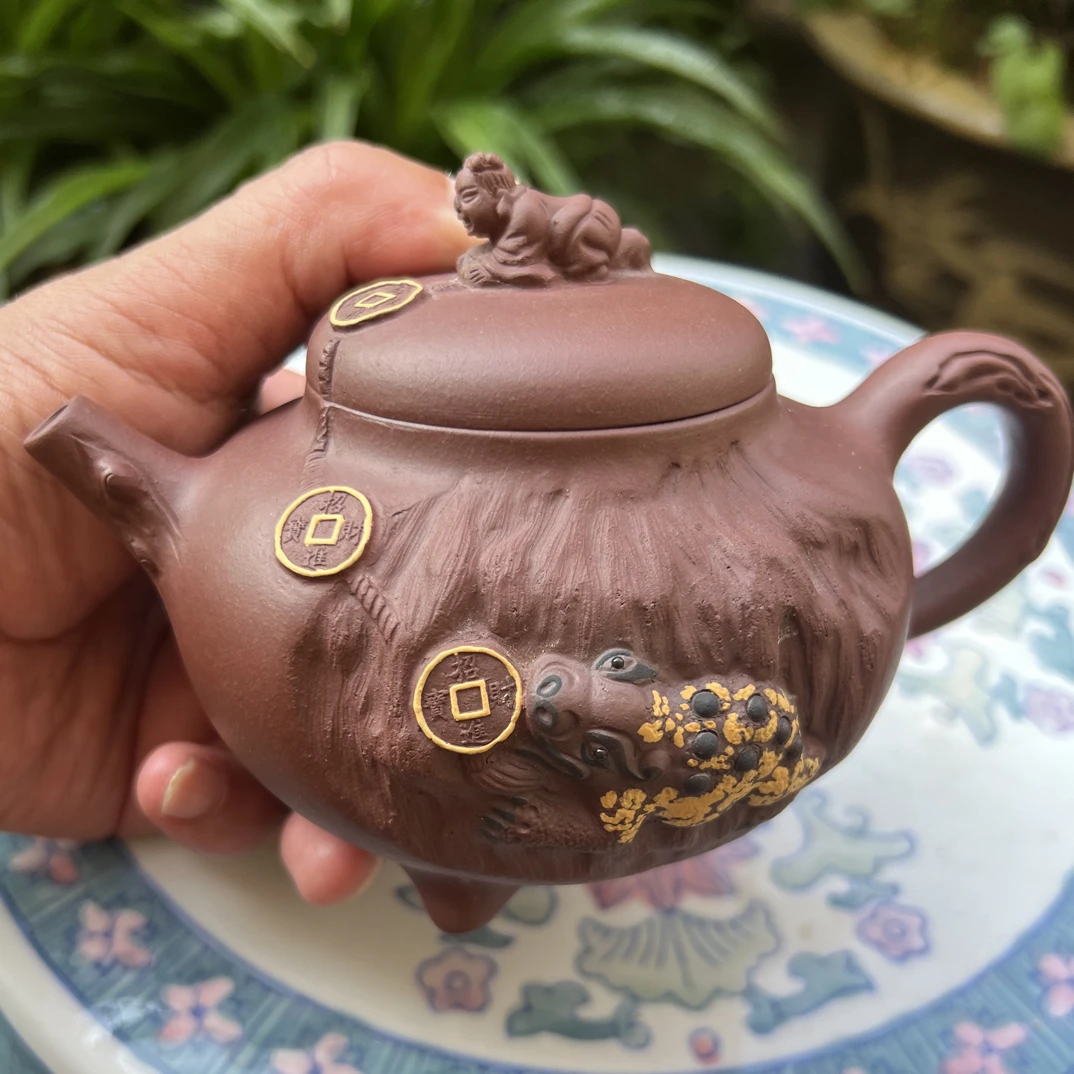 周丽日早期精品刘海戏金蟾紫砂壶