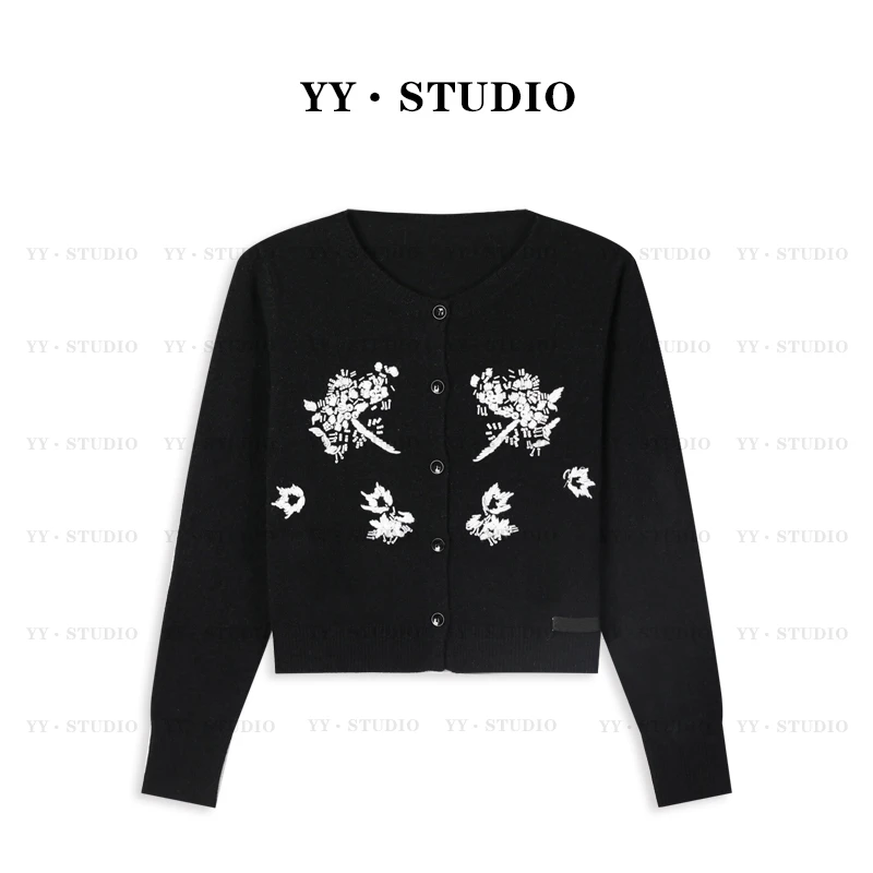 【丢丢专属】早秋新款绣花针织开衫长袖外套YY-5649