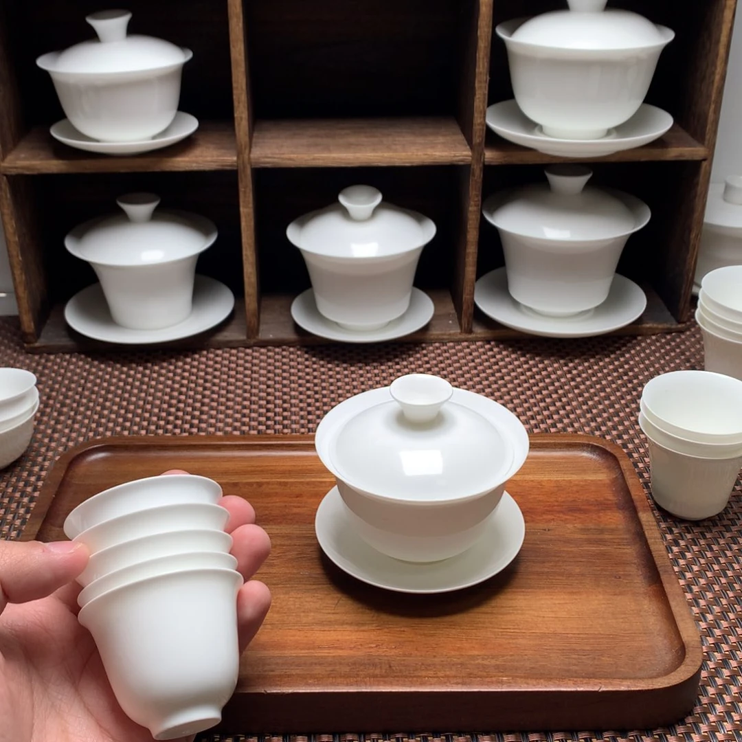 小****娜110盖碗➕5个铃铛杯骨瓷薄胎茶具