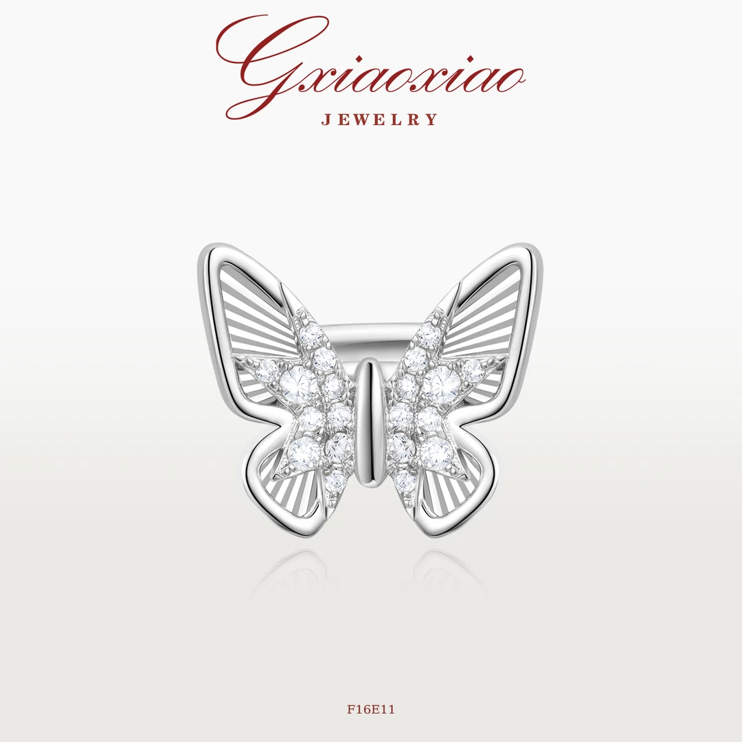 G XIAOXIAO 镀K金 气质复古精致百搭蝴蝶耳夹 F16E11