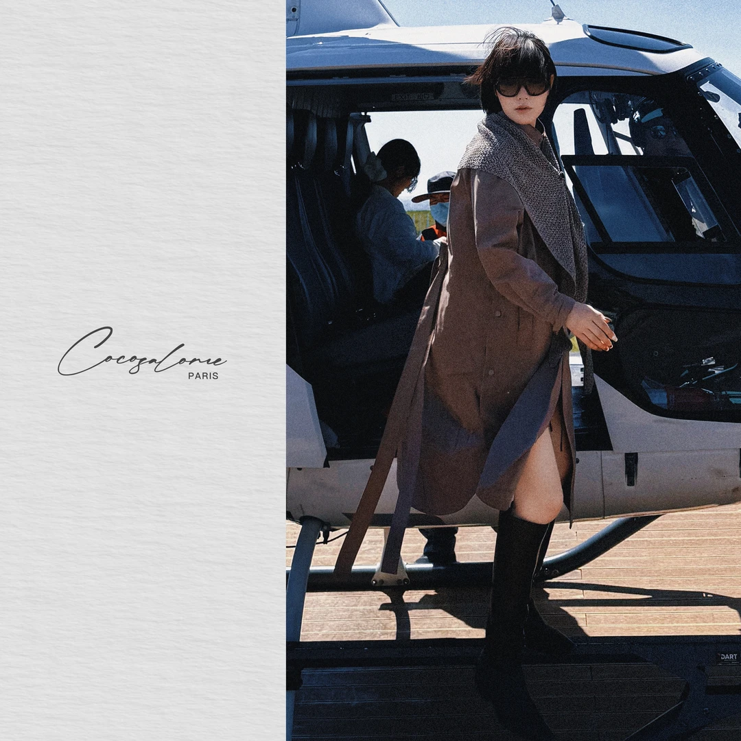 韩彬彬"人人爱"折纸术立领垂坠极简显瘦通勤风衣2202-5