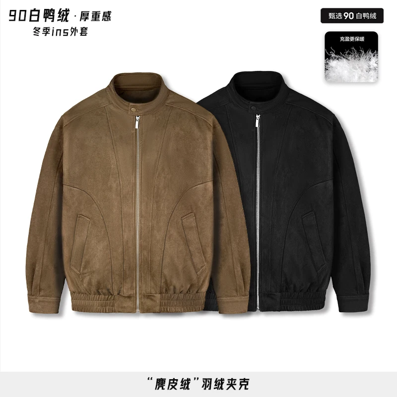 【冬季90白鸭绒简约复古立领羽绒服】男款休闲羽绒服202520