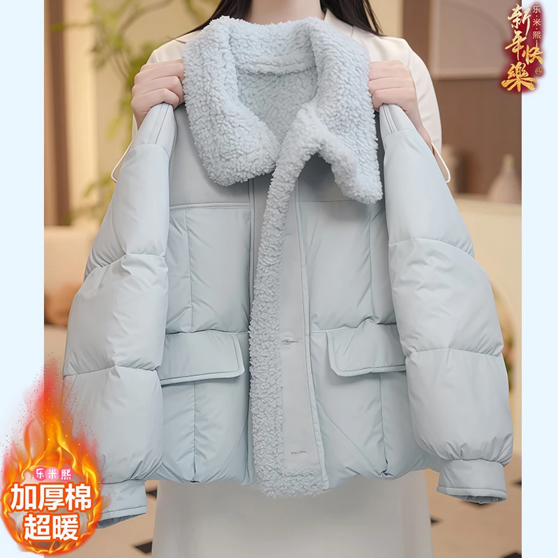女童棉服冬装2025新款韩版洋气儿童加绒面包服女大童加厚连帽棉衣