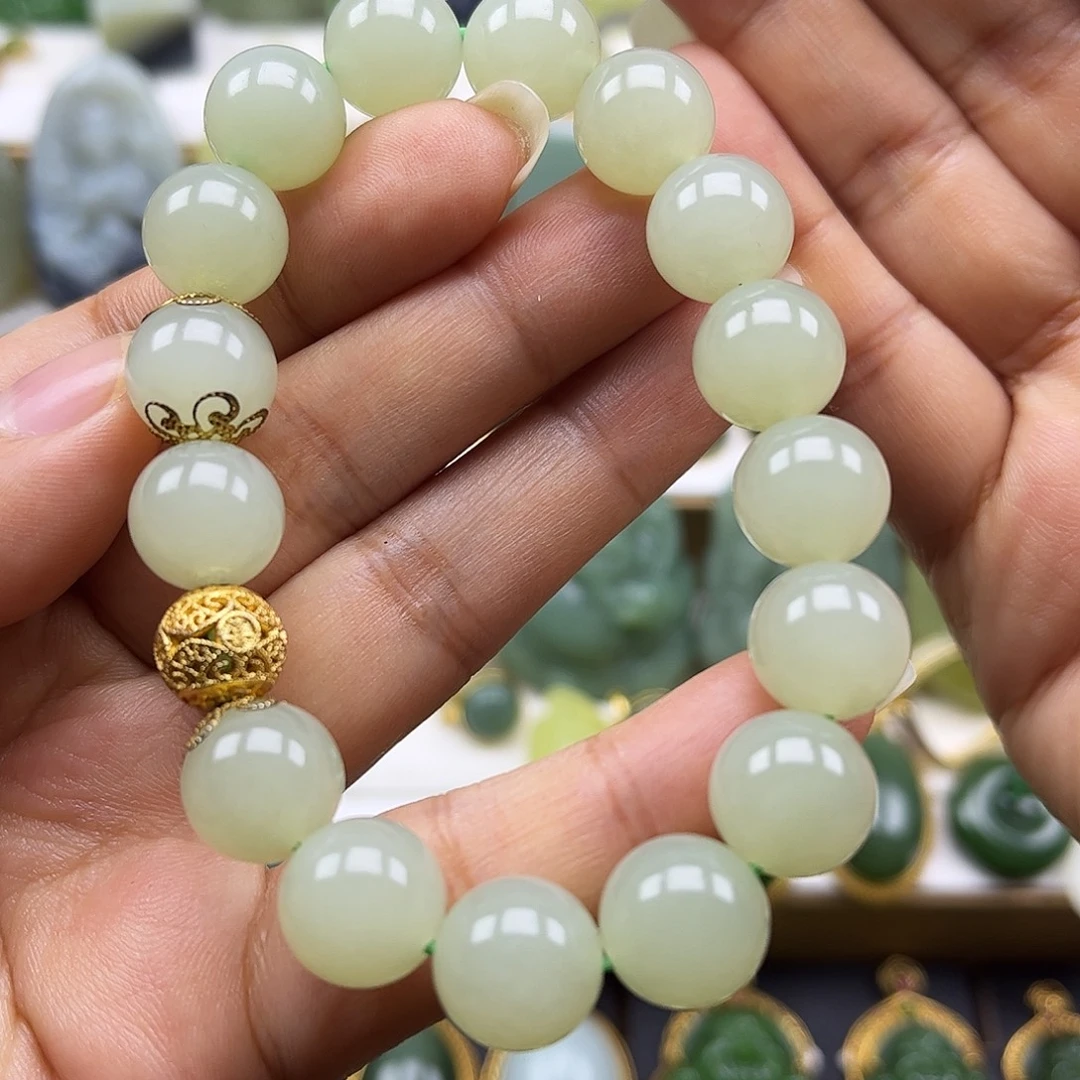 和田玉未镶嵌手串卡12