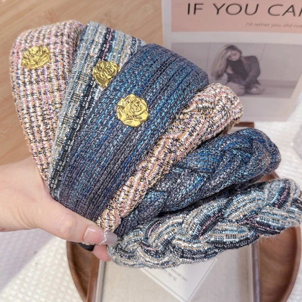 带齿防滑高颅顶发箍高端高颅顶小香风盖白头发发箍韩国头箍气质