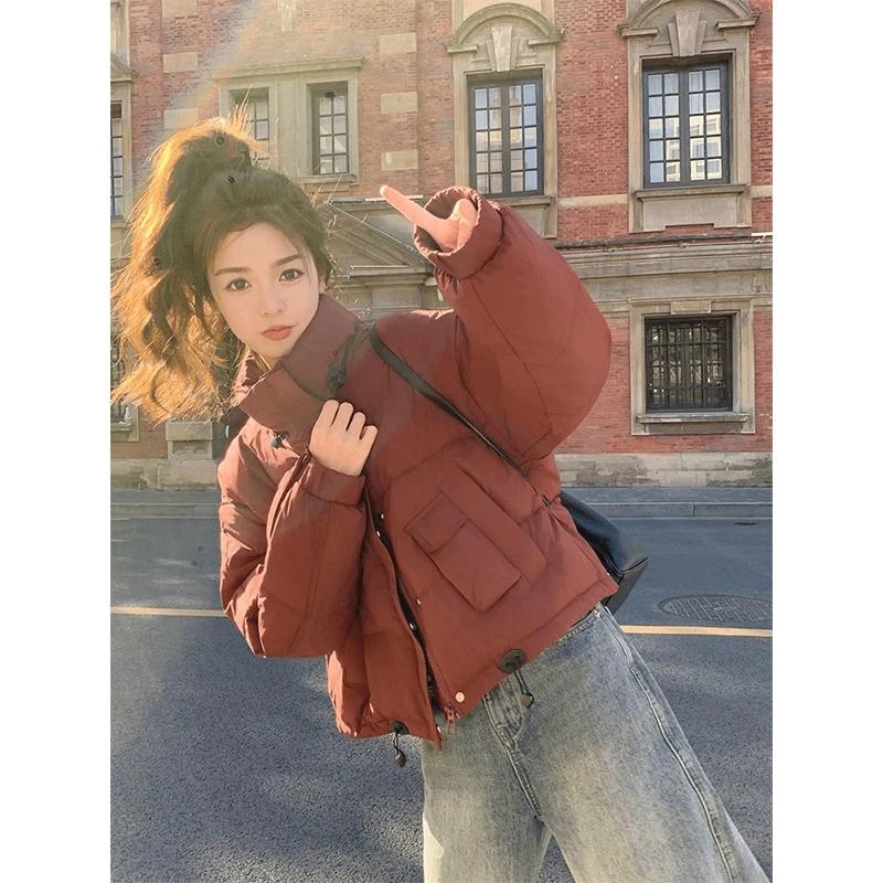 小个子加厚红色网红棉服外套冬季2025新款女士短款超好看棉衣棉袄