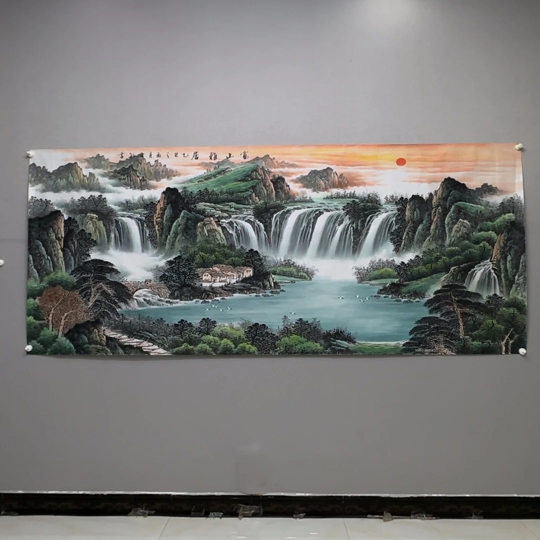 国画横幅八尺精品山水贾敏