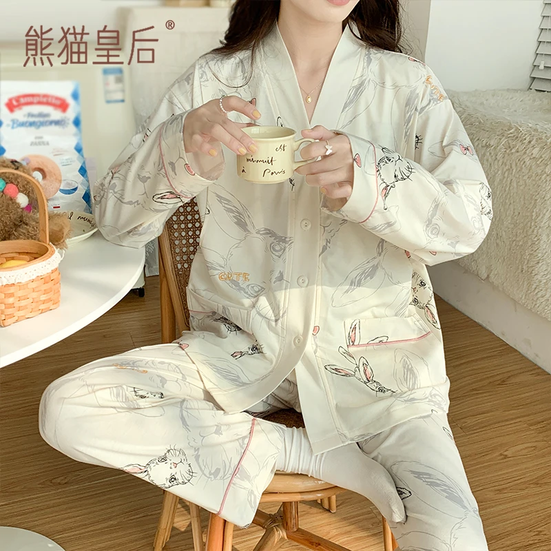 月子服春秋纯棉产后哺乳睡衣夏季薄款坐月子3月份4孕妇喂奶家居服