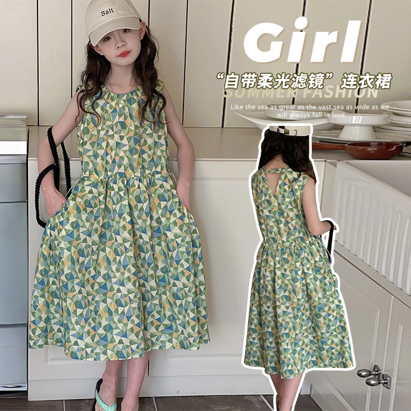 女童连衣裙夏季2025新款韩版儿童棉布公主裙女孩背心高级感裙子潮