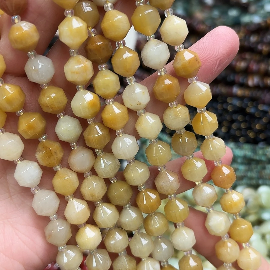 玛瑙/玉髓未镶嵌珠宝半成品卡十米黄玉路路通一条