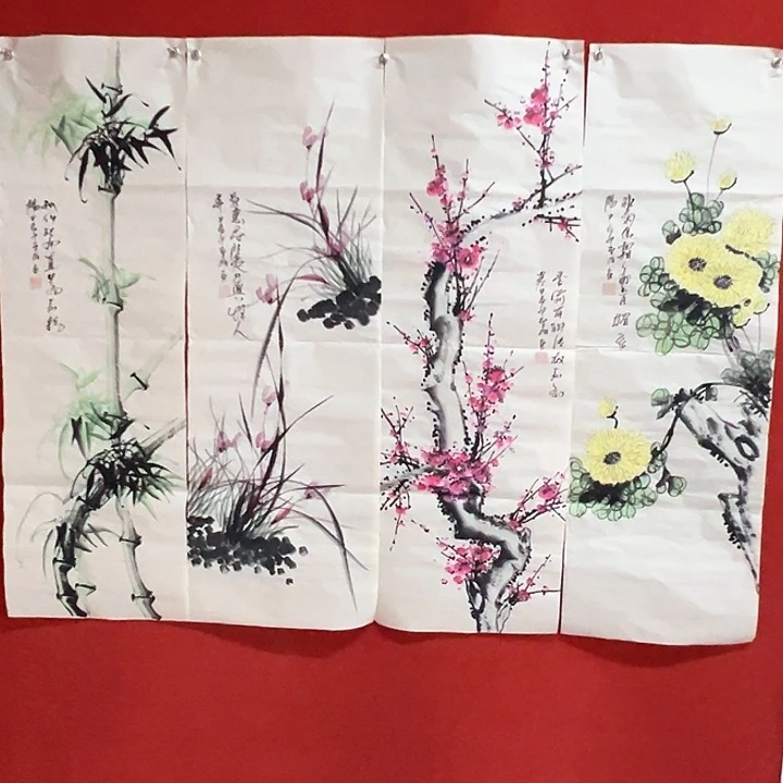 国画新年快乐纯手幅到
