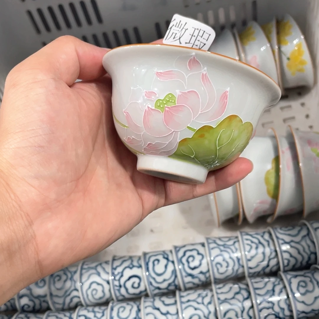 釉下手绘茶具微瑕