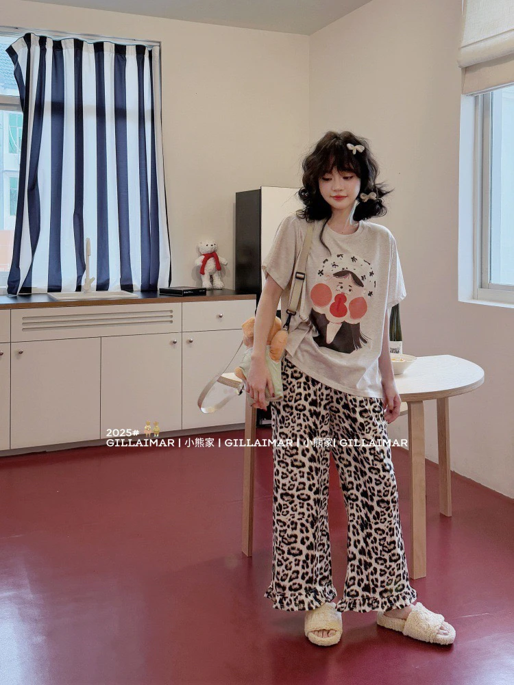 *Gill Aimar* 小熊家正品 夏季新品可爱卡通睡衣女家居服套装7854