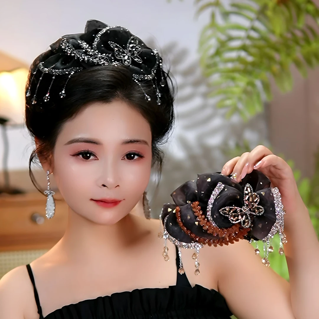 （秋收）优雅轻奢麦穗水晶流苏抓夹时尚百搭盘发鲨鱼夹原创头饰发夹