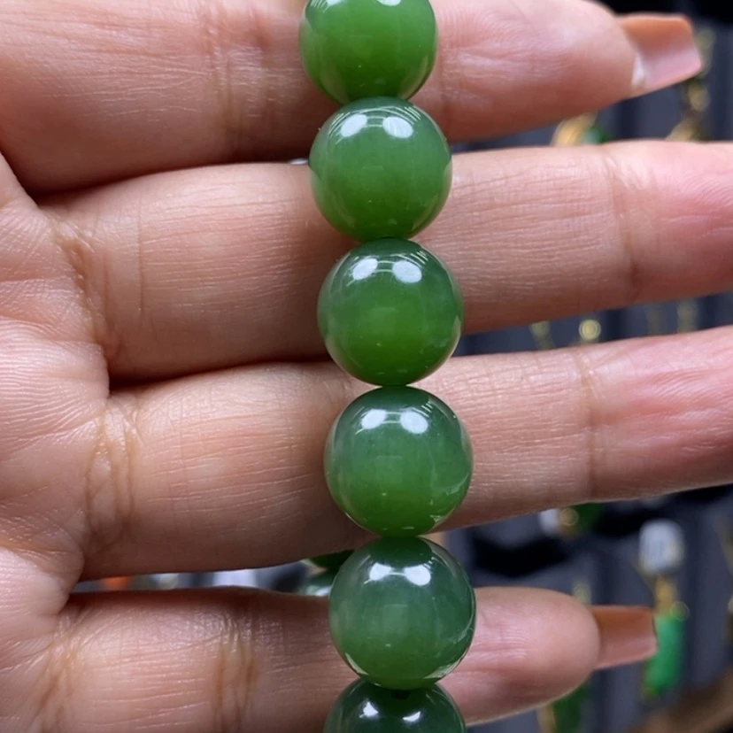 【闪购商品】和田玉手串未镶嵌12.6mm猫眼圆珠16颗手串