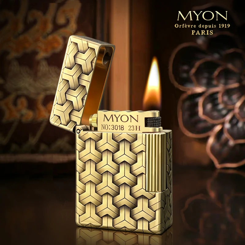 M619山水画.盔甲战无不胜.好运连连黄铜煤油打火机