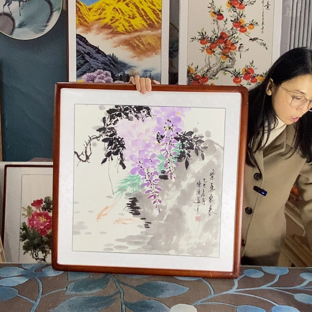 国画62✖️62手写手绘国画作品带框包邮