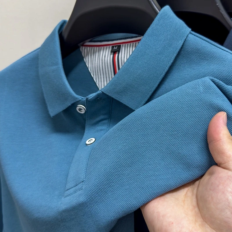 CATIA SELI2025春秋季100%纯棉男士长袖t恤翻领高端宽松POLO衫