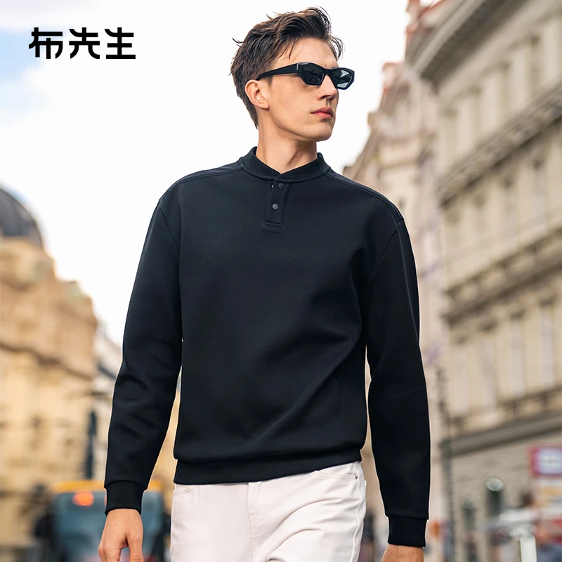 布先生棒球领男士时尚卫衣2025秋季亲肤廓形印花长袖PT15611