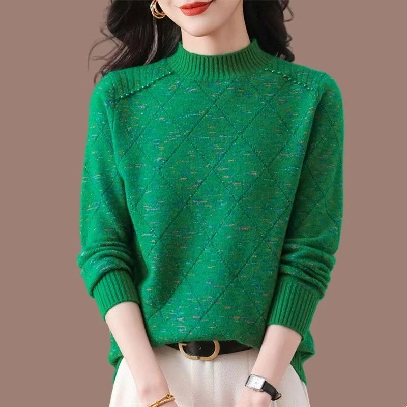 【菲翠幻彩】秋冬季新款半高领女针织加厚套头衫223上衣打底衫