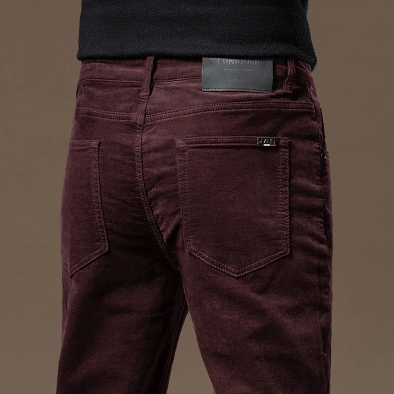 2025秋冬新款灯芯绒休闲裤男修身小脚商务轻奢简约百搭弹力长裤子