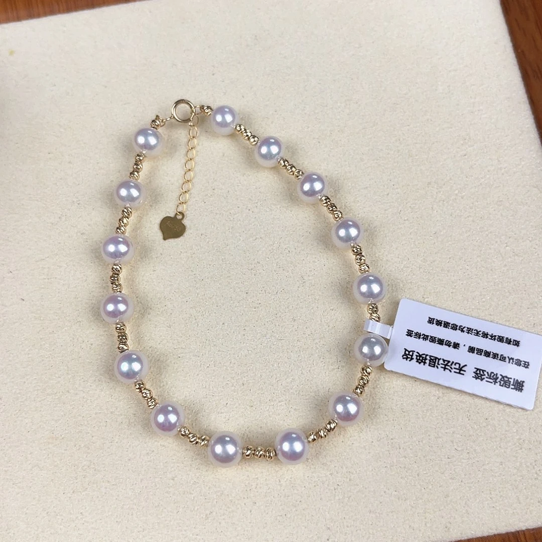 淡水珍珠手绳18K金镶嵌